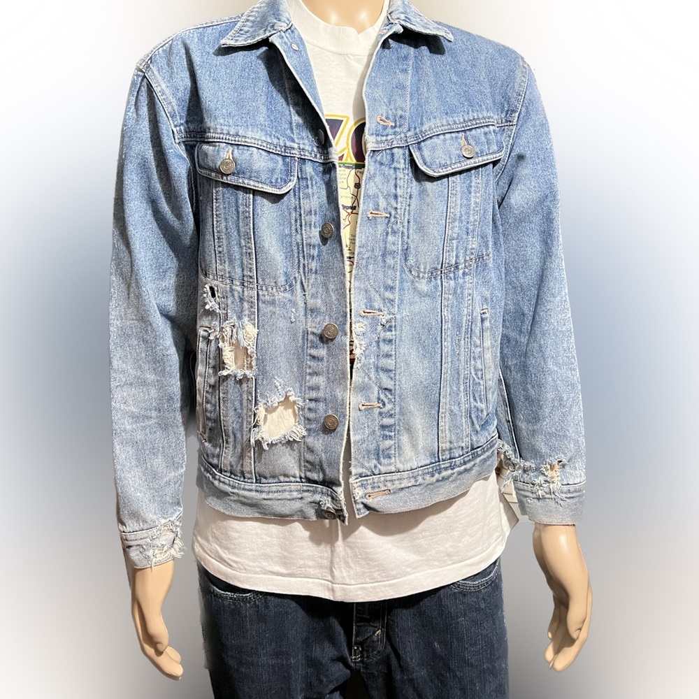 Vintage Todays News Denim Truckers Jacket Size Men’s Medium Blue. Grunge Punk.